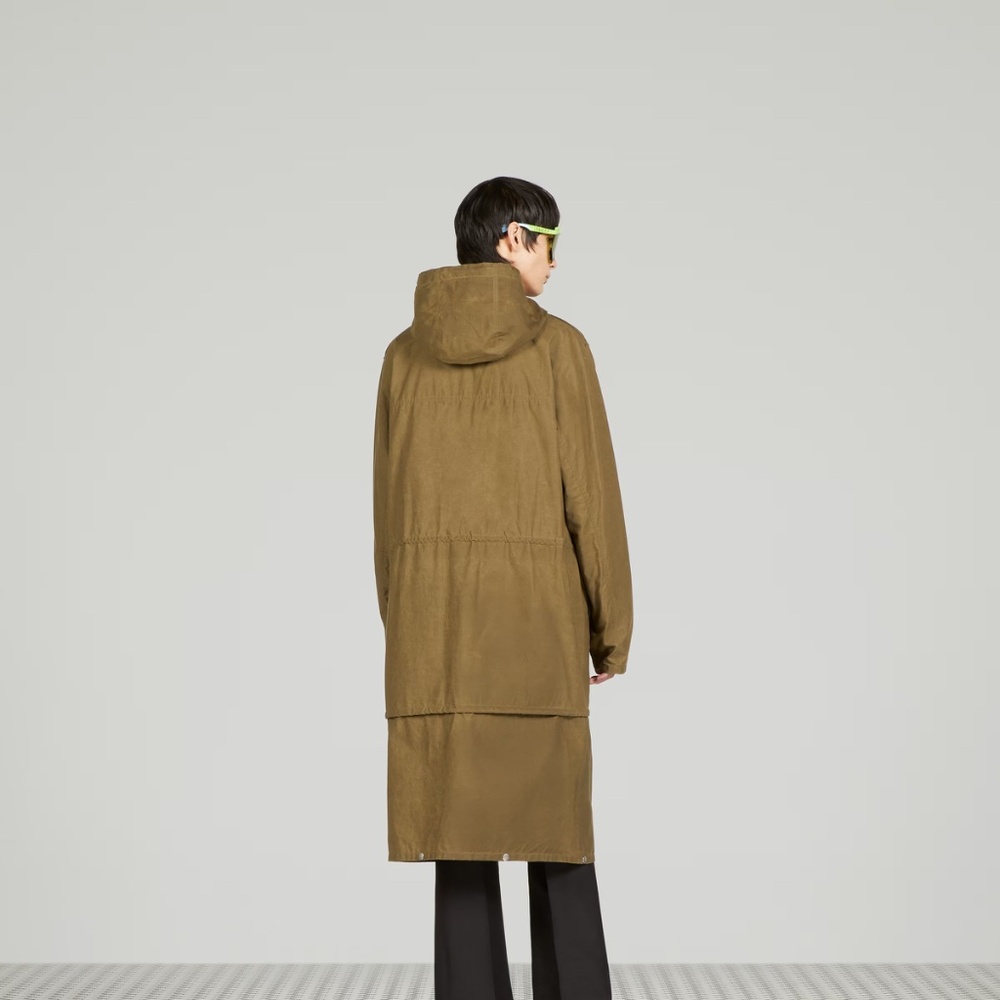size 54 XXL - Gucci Waxed cotton adjustable length jacket Hooded Parka Green - Picture 3 of 12